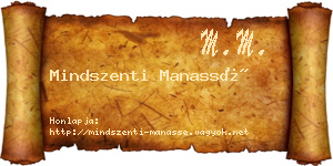 Mindszenti Manassé névjegykártya